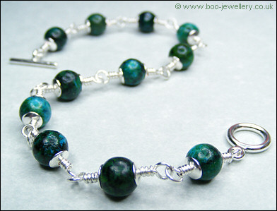 Chrysocolla silver plated toggle bracelet