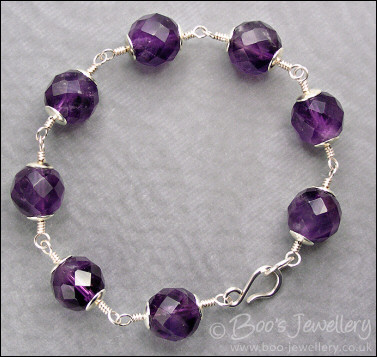 Faceted amethyst and silver bracelet