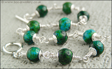 Chrysocolla silver plated toggle bracelet