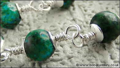 Chrysocolla silver plated toggle bracelet