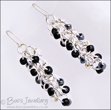 Shaggy Loops silver plated earrings - black and silver