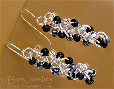 Shaggy Loops silver plated earrings - black and silver