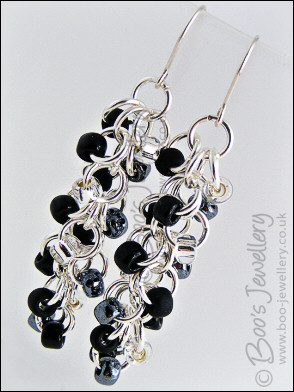 Shaggy Loops silver plated earrings - black and silver