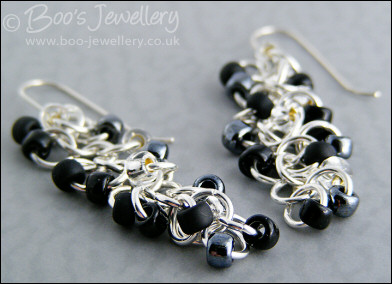 Shaggy Loops silver plated earrings - black and silver