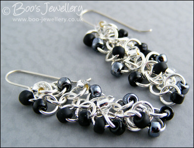 Shaggy Loops silver plated earrings - black and silver