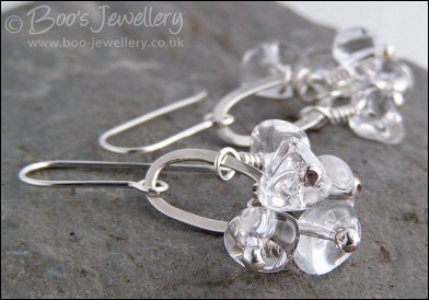 Rock crystal and Sterling silver oval link earrings