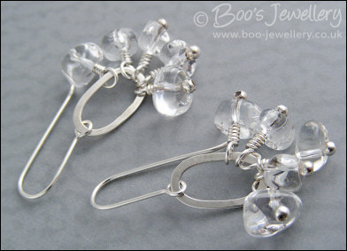 Rock crystal and Sterling silver oval link earrings