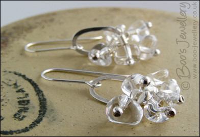 Rock crystal and Sterling silver oval link earrings