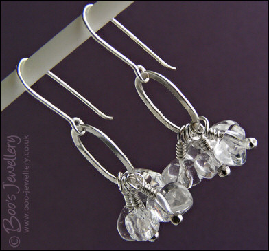 Rock crystal and Sterling silver oval link earrings
