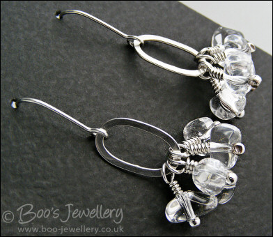 Rock crystal and Sterling silver oval link earrings