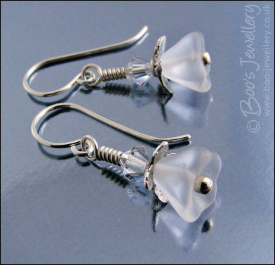 Delicate ice fairy pressed flower and crystal earrings