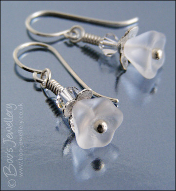 Delicate ice fairy pressed flower and crystal earrings