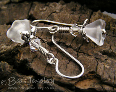 Delicate ice fairy pressed flower and crystal earrings