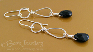 Sterling silver teadrop earrings with faceted Onyx briolettes