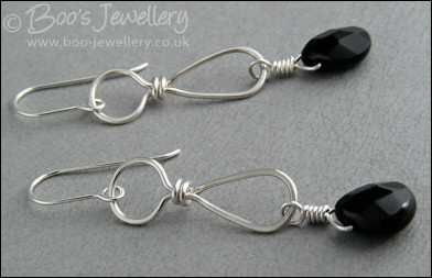 Sterling silver teadrop earrings with faceted Onyx briolettes