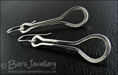 Sterling silver highly polished teardrop loop earrings