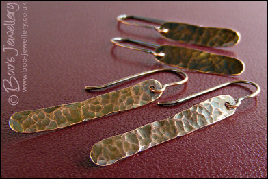 Hammered and antiqued copper paddle earrings