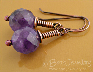 Antiqued copper gemstone earrings - available in 5 stones