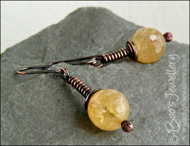 Antiqued copper gemstone earrings - available in 5 stones