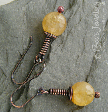 Antiqued copper gemstone earrings - available in 5 stones