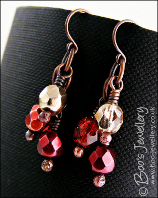 Festive berry fire polished cluster earrings
