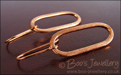 Brushed satin finish copper long oval earrings
