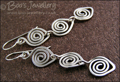Sterling silver polished spiral link earrings - made to order