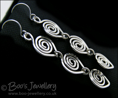 Sterling silver polished spiral link earrings - made to order