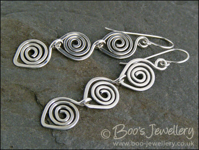 Sterling silver polished spiral link earrings - made to order