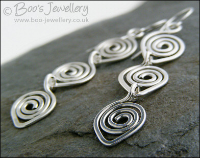 Sterling silver polished spiral link earrings - made to order