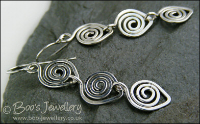 Sterling silver polished spiral link earrings - made to order