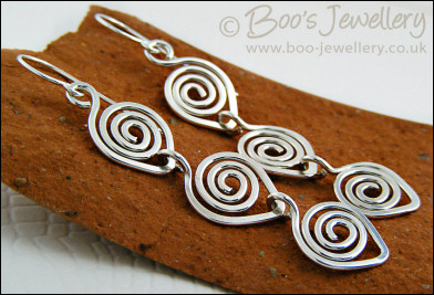 Sterling silver polished spiral link earrings - made to order