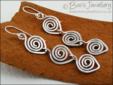 Sterling silver polished spiral link earrings - made to order