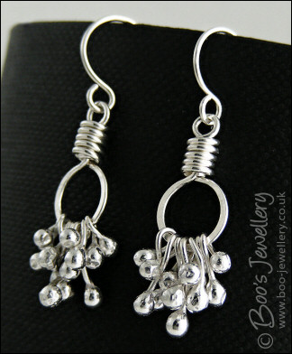 Sterling silver earrings featuring molten silver buds - made to order
