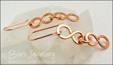 Figure of 8 link earrings in polished copper