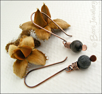 Long drop spider web jasper earrings