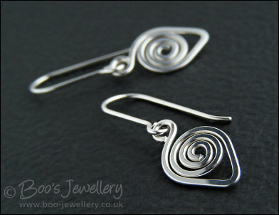 Spiralled leaf shape Sterling silver earrings