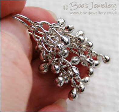 Silver raindrop molten bud earrings