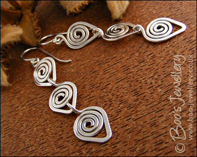 Sterling silver polished spiral link earrings - made to order