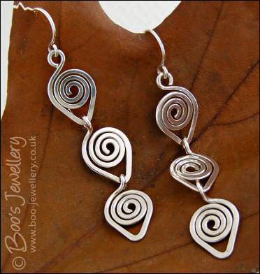 Sterling silver polished spiral link earrings - made to order