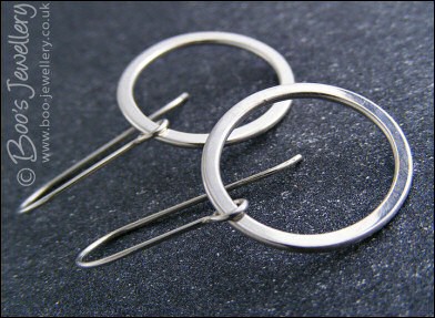Large Sterling silver drop hoop earrings