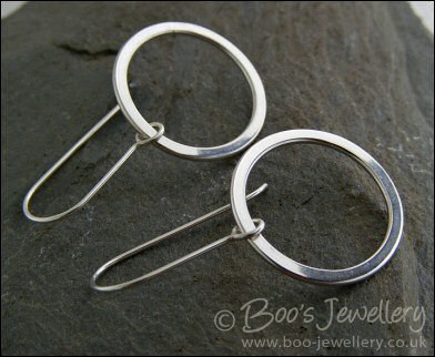 Large Sterling silver drop hoop earrings