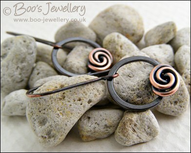 Rosebud knot and loop two tone copper earrings - made to order