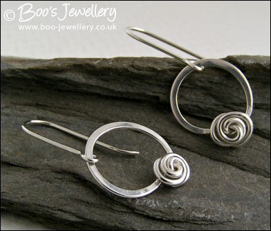 Rosebud knot loop Sterling silver earrings