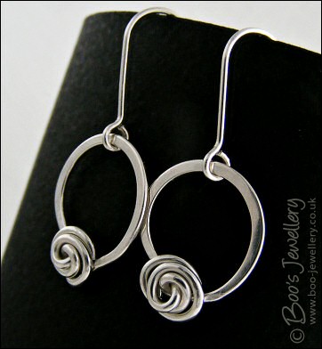 Rosebud knot loop Sterling silver earrings