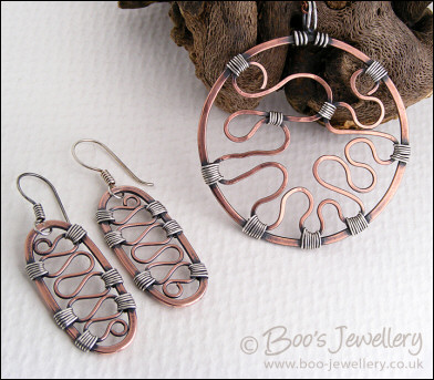 RESERVED - Copper circle pendant with Sterling silver wrapped details