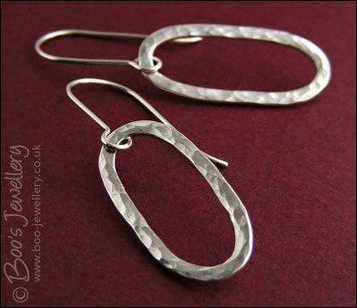 Hammered oval Sterling silver earrings