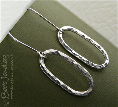 Hammered oval Sterling silver earrings