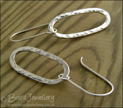 Hammered oval Sterling silver earrings