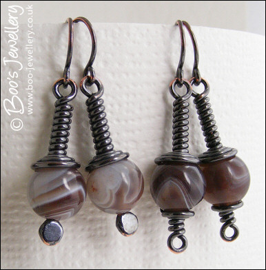 Botswana Agate earrings in oxidised copper